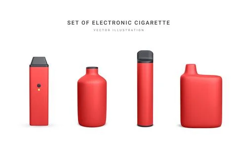 Set of 3d realistic disposable electronic cigarette isolated on white backgro Stock-Illustration