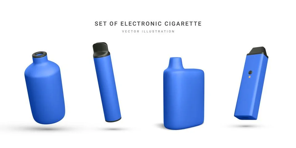Set of 3d realistic disposable electronic cigarette isolated on white backgro Stock-Illustration