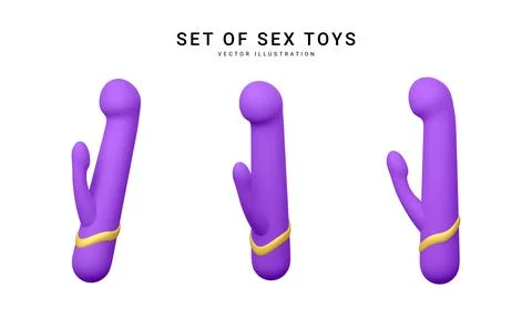 Set of 3d realistic double headed dildos vibrator isolated on white backgroun Stock-Illustration
