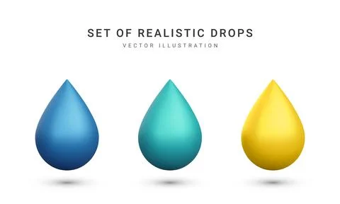 Set of 3d realistic drops isolated on white background. Vector illustration. イラスト素材