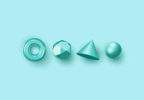 Set of 3d realistic elements isolated on colored background. Stock Illustration