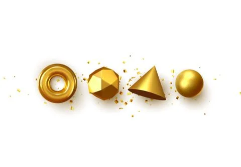 Set of 3d realistic elements isolated on white background. Spheres, torus, co イラスト素材