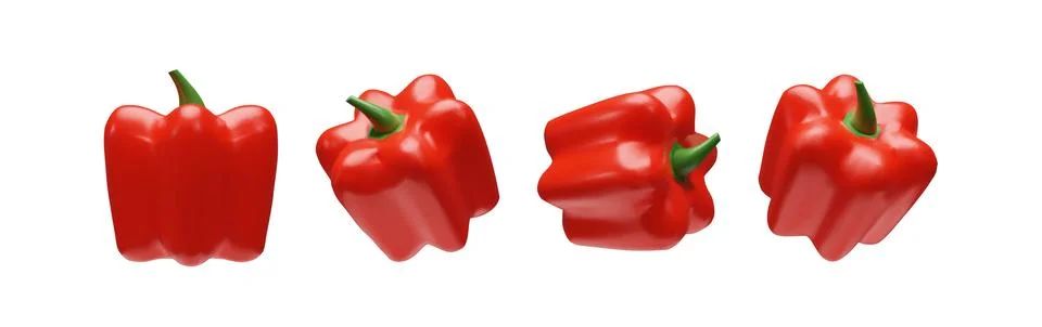 Set 3D Red bell pepper Stock Illustration