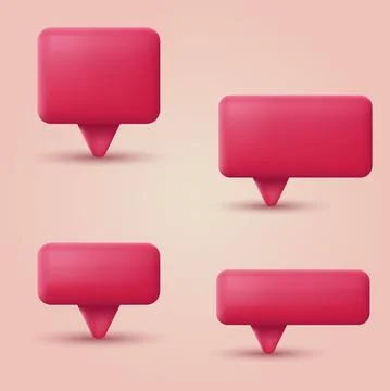 Set of 3d red speech bubbles. Vector Stock Illustration