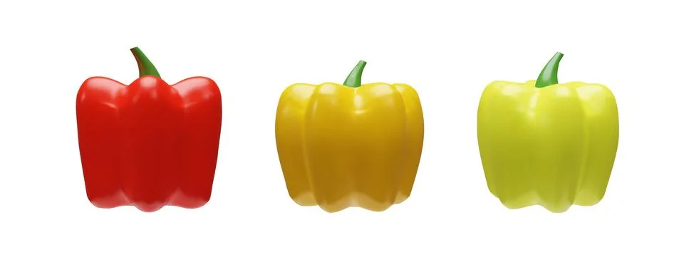Set of 3D render bell peppers in different colors Stock Illustration