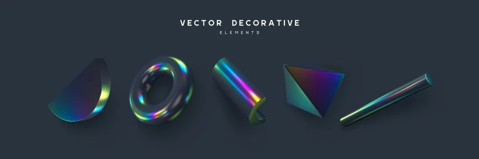 Set of 3d render primitives. Stock Illustration