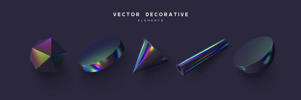 Set of 3d render primitives. Stock Illustration