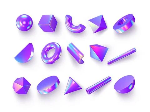 Set of 3d render primitives. Illustrazione stock