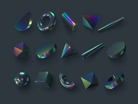 Set of 3d render primitives. Stock Illustration