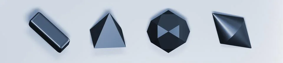 Set of 3d render realistic primitives on white background. イラスト素材