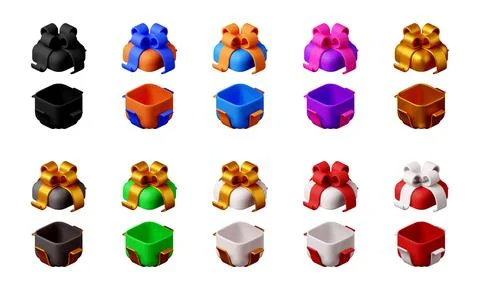 Set of 3d rendered colorful gift box Illustrazione stock