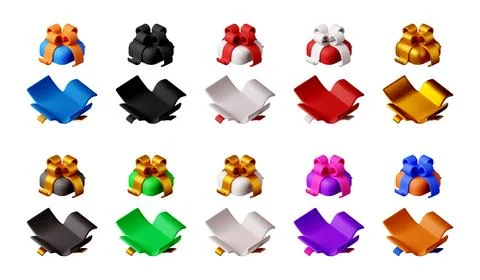Set of 3D rendered gift boxes Stock Illustration