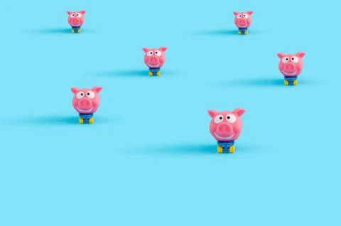 Set of 3d rendering of loopable pink piggy toys Stock Illustration