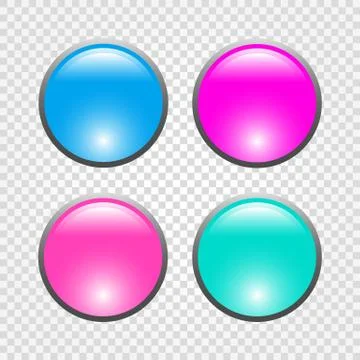Set of 3d round web buttons. Vector illustration Stock Illustration