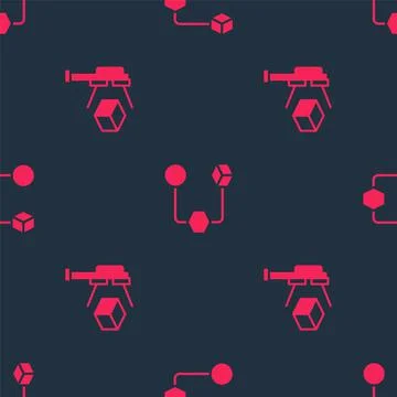 Set 3D scanner with cube and Isometric on seamless pattern. Vector 스톡 일러스트