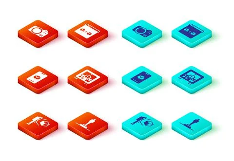 Set 3D scanner with cube, printer model, software, perfect copy and Photo camera Ilustração Stock