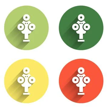 Set 3D scanner icon isolated with long shadow background. Color circle butt.. Illustrazione stock