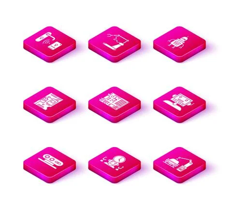 Set 3d scanning system, Robot and digital time manager, Electronic computer Stockillustratie