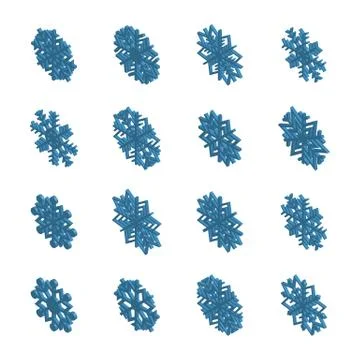 Set of 3D snowflakes, vector illustration. Illustrazione stock
