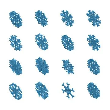 Set of 3D snowflakes, vector illustration. Stock Illustration