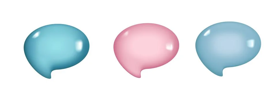 Set of 3d speak bubble. Chatting box, message box. 3D Vector Illustrations. Stock Illustration