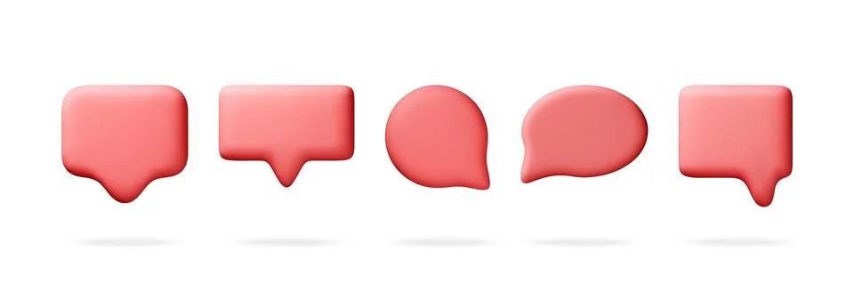 Set of 3D speech bubble icons in red color. Stockillustratie