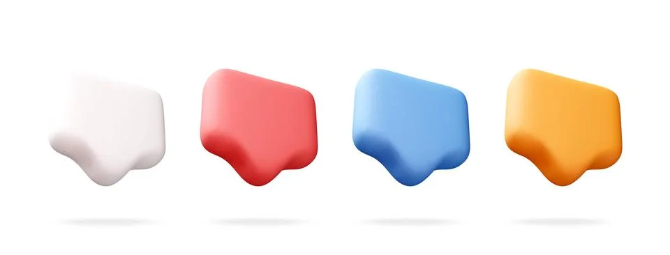 Set of 3D speech bubble icons in four colors. Stockillustratie