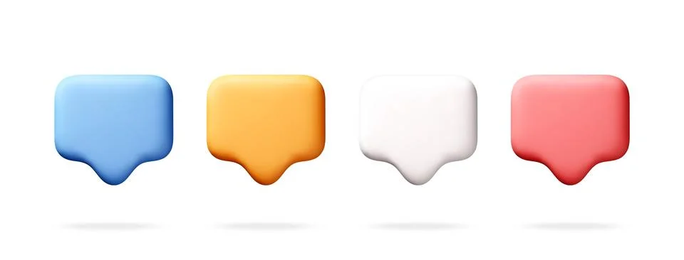 Set of 3D speech bubble icons isolated イラスト素材