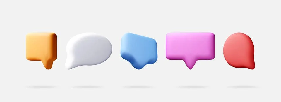 Set of 3d speech bubble icons for communication. 스톡 일러스트