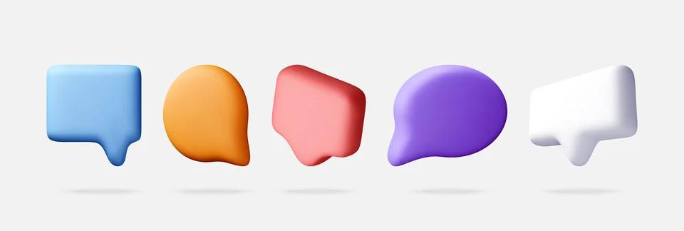 Set of 3D speech bubbles for chat and messaging Illustrazione stock