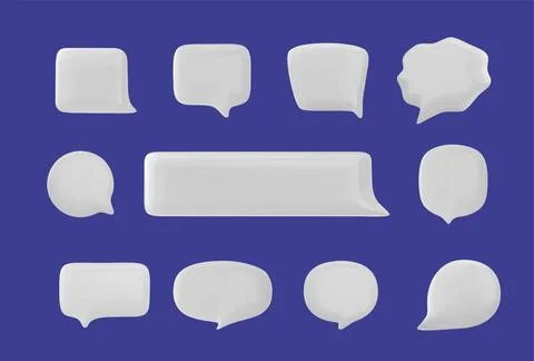 A set of 3D speech bubbles for chatting and messaging on a clear blue background Stock Illustration