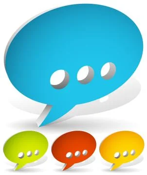 Set of 3d speech bubbles with ellipsis punctuation mark. Stock Illustration