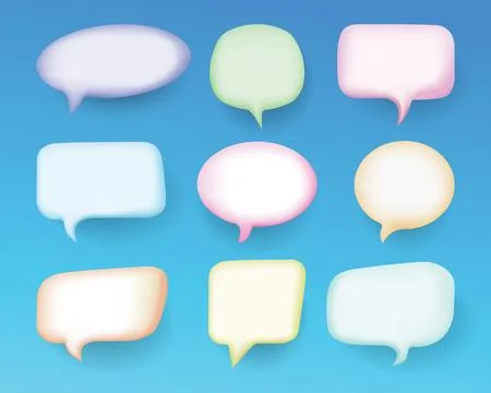 Set of 3D speech bubbles with pastel colors Illustrazione stock
