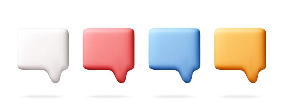 Set of 3D speech bubbles in various colors 스톡 일러스트