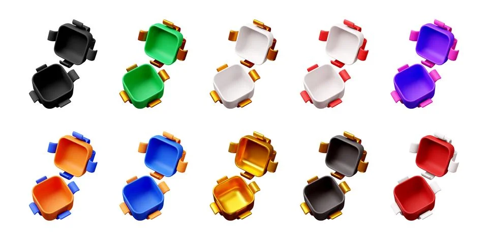 Set of 3D square box icon design Stock Illustration