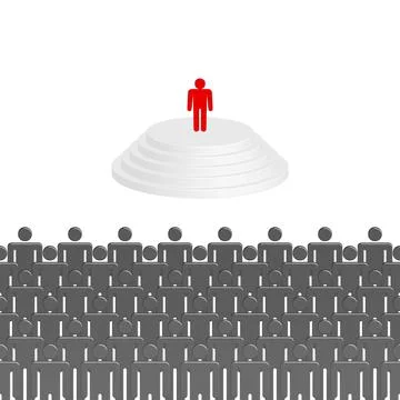Set of 3D stick figures with team leader, vector illustration. Illustrazione stock