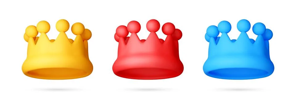 Set of 3D stock vector crowns icon Illustrazione stock
