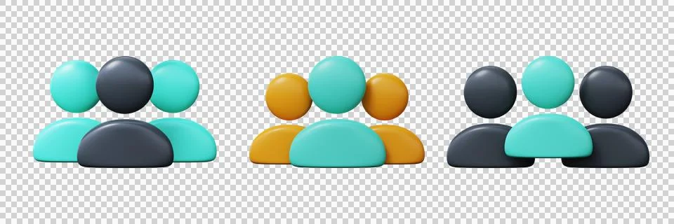 Set of 3D user groups. Symbol of team, teamwork or social networks Stock Illustration