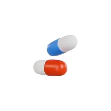 A set of 3d vector capsules in red and blue colors, for medical use Stock Illustration