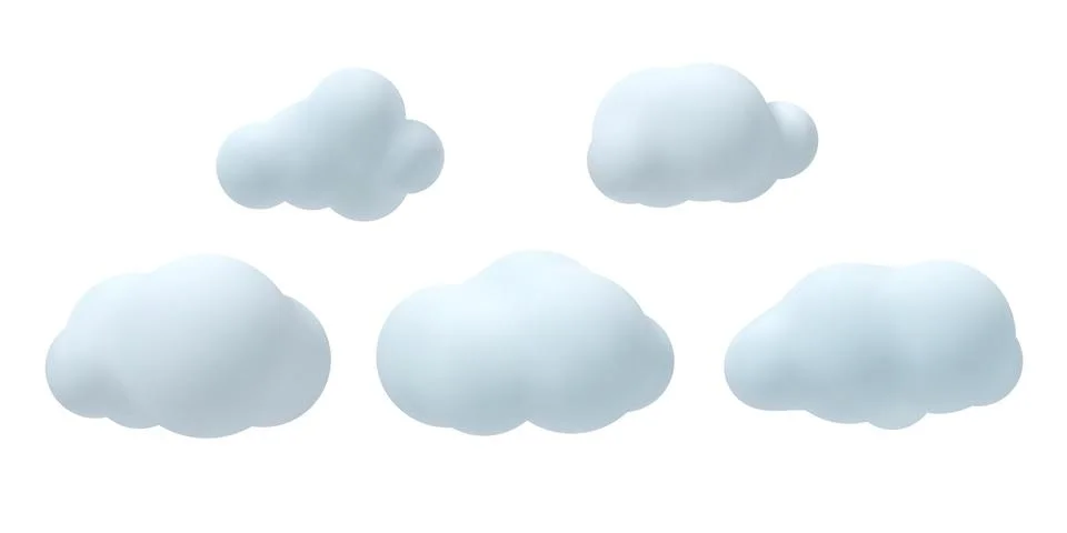 Set of 3d vector clouds. Stock Illustration