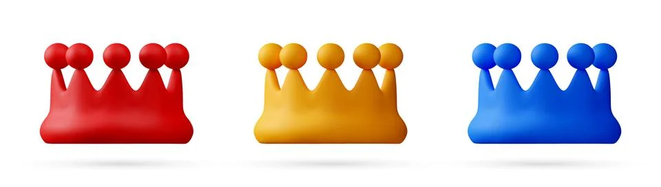 Set of 3d vector crown icons Stock Illustration