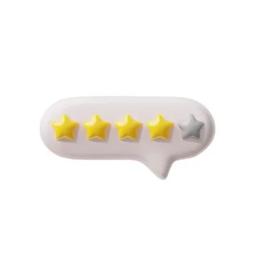 A set of 3D vector icons with gold stars and a speech bubble for feedback Stock Illustration