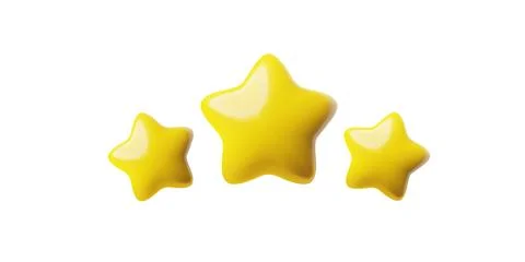 Set of 3D vector icons with three gold stars for feedback on a white background Stock Illustration