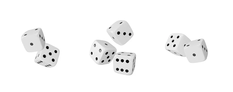 A set of 3D white cubes for games and leisure. Isolated background. Illustrazione stock