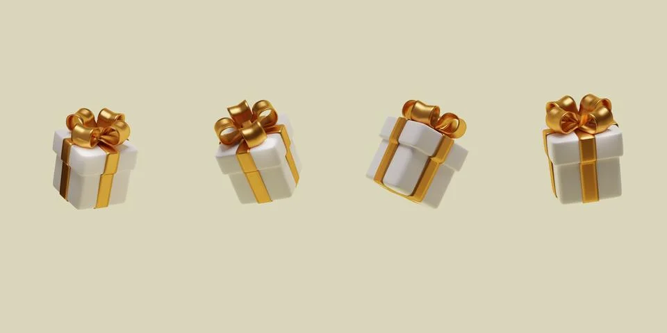 Set of 3d white gift box Illustrazione stock