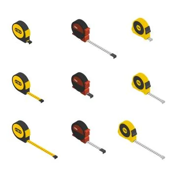 Set of 3D yardsticks, vector illustration. Ilustração Stock