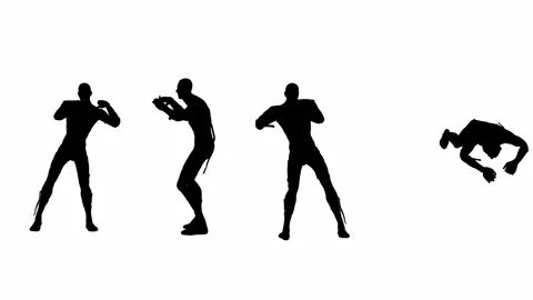 Set 4 in 1 black silhouette of a mummy dancing on isolated white background full 動画素材 313228039