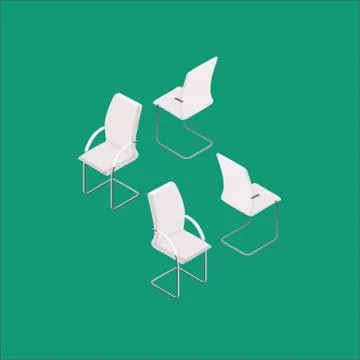 Set of 4 3D chairs. Vector illustration Stock Illustration