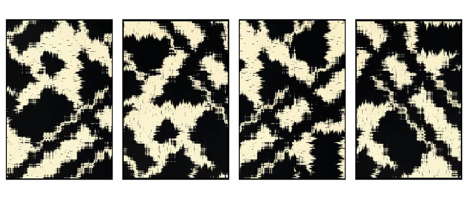 Set of 4 Abstract background in Ikat technique. For use on materials, in gr.. Stock Illustration