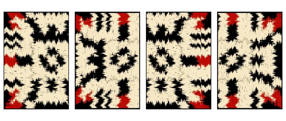 Set of 4 Abstract background in Ikat technique. For use on materials, in gr.. Stock Illustration